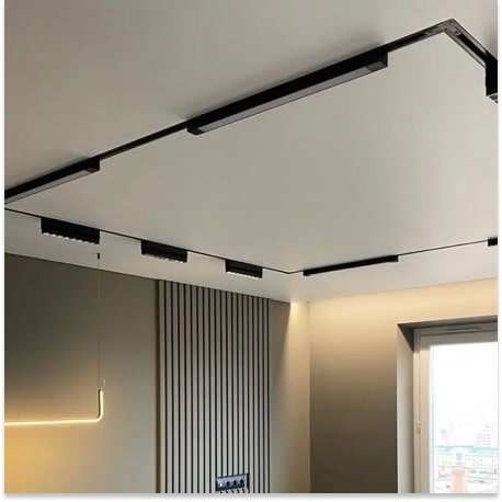 Enhance your interior with stretch ceilings featuring built-in magnetic rails!